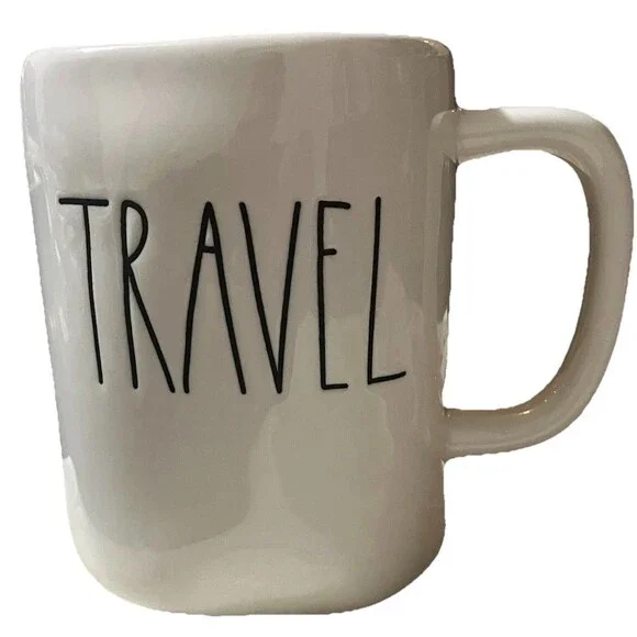 Rae Dunn Large Coffee Mug TRAVEL vacation style Relax with coffee - Picture 3 of 11